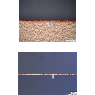 Cross-sectional & longitudinal-sectional view of anode copper foil